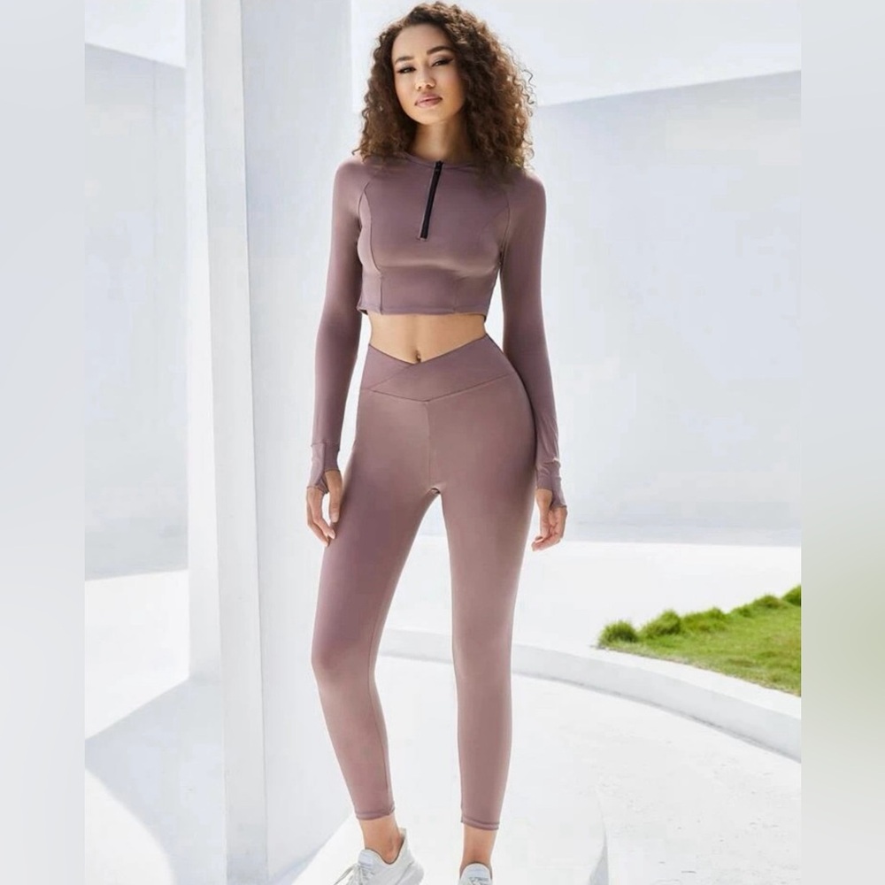 Mauve Long Sleeve Crop Top